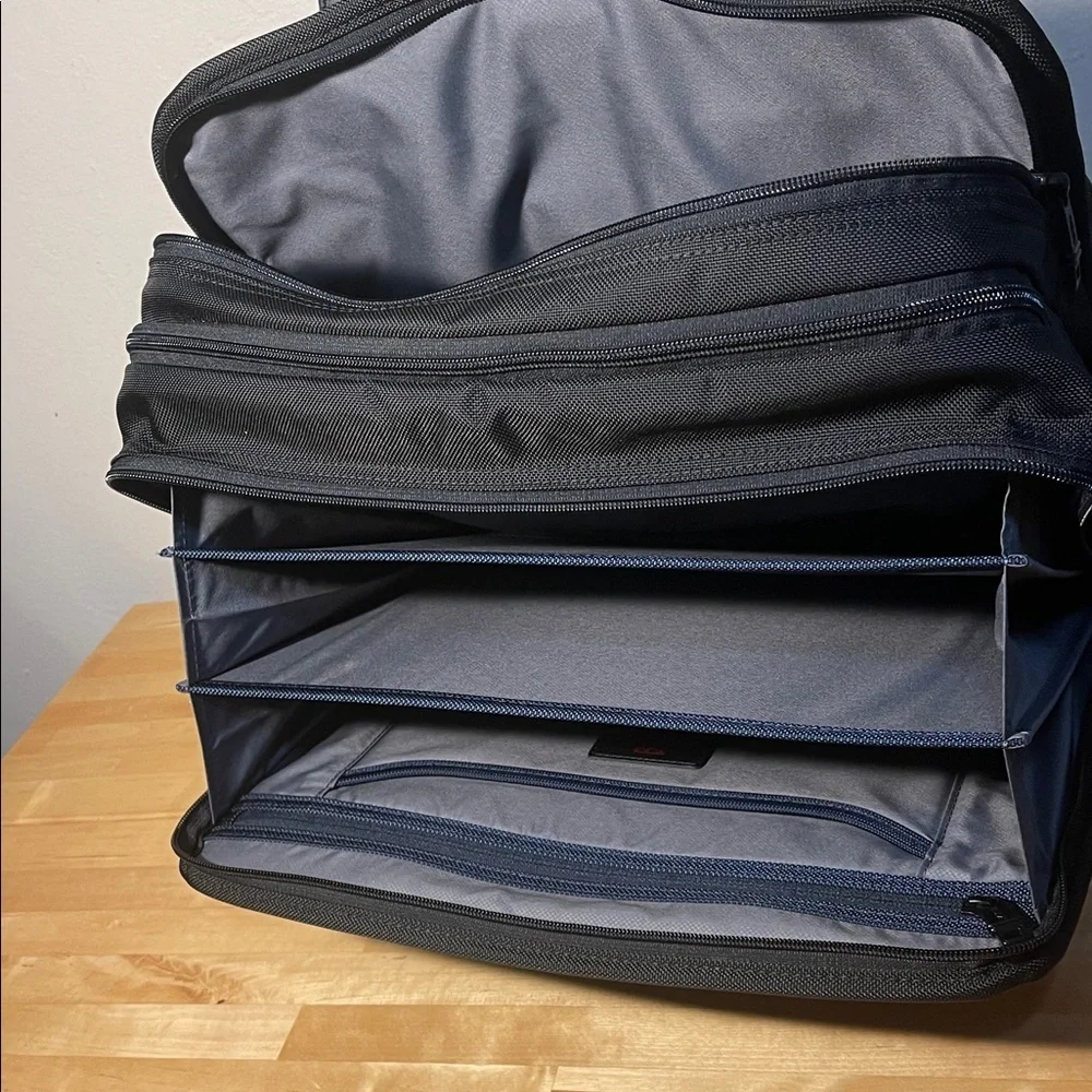 TUMI Alpha Expandable Organizer Laptop Briefcase Black Ballistic Nylon 15